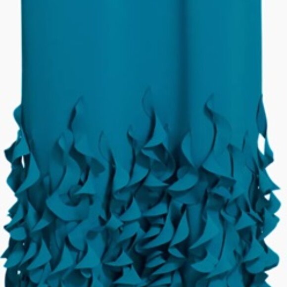 Catherine Regehr OFF SHOULDER ROLL COLLAR GOWN W/ SPIRAL HEM ~EUC~ *12* Seafoam - Picture 2 of 4